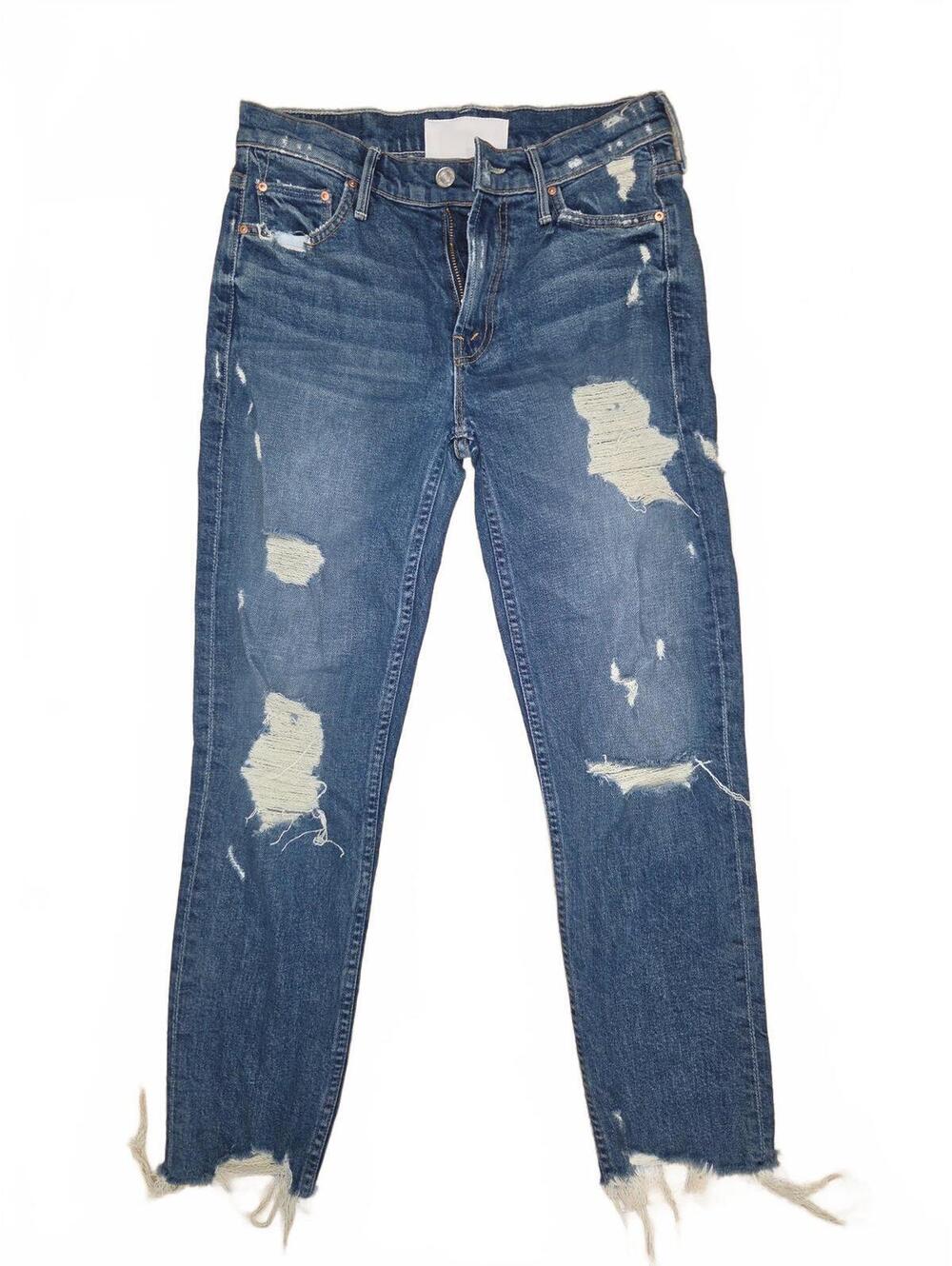 MOTHER Superior The Sinner Distressed Raw Hem Denim Jeans Womens Size 24